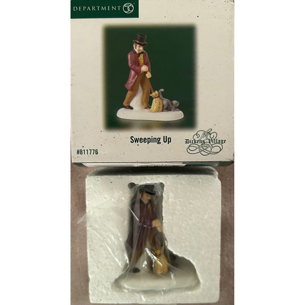NIB Department 56 Christmas Holiday Sweeping Up Dickens' Village